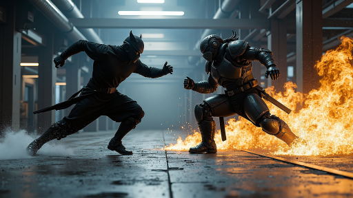 新角色预告海报，展示角色立绘，华丽服装设计，背景为战斗场景，动态效果