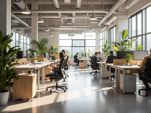 开发团队办公室内部，现代化办公环境，多人在电脑前工作，墙上挂着游戏海报，明亮自然光